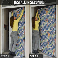 Navy Blue Palaka Hula Girls Seamless Hawaii Aloha Door Cover - Polynesian Pride