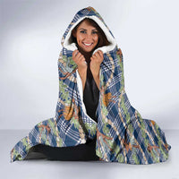 Navy Blue Palaka Hula Girls Seamless Hawaii Aloha Hooded Blanket - Polynesian Pride