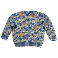 Navy Blue Palaka Hula Girls Seamless Hawaii Aloha Kid Ugly Christmas Sweater - Polynesian Pride