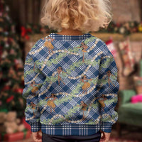 Navy Blue Palaka Hula Girls Seamless Hawaii Aloha Kid Ugly Christmas Sweater - Polynesian Pride