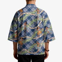 Navy Blue Palaka Hula Girls Seamless Hawaii Aloha Kimono - Polynesian Pride