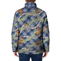 Navy Blue Palaka Hula Girls Seamless Hawaii Aloha Padded Jacket - Polynesian Pride