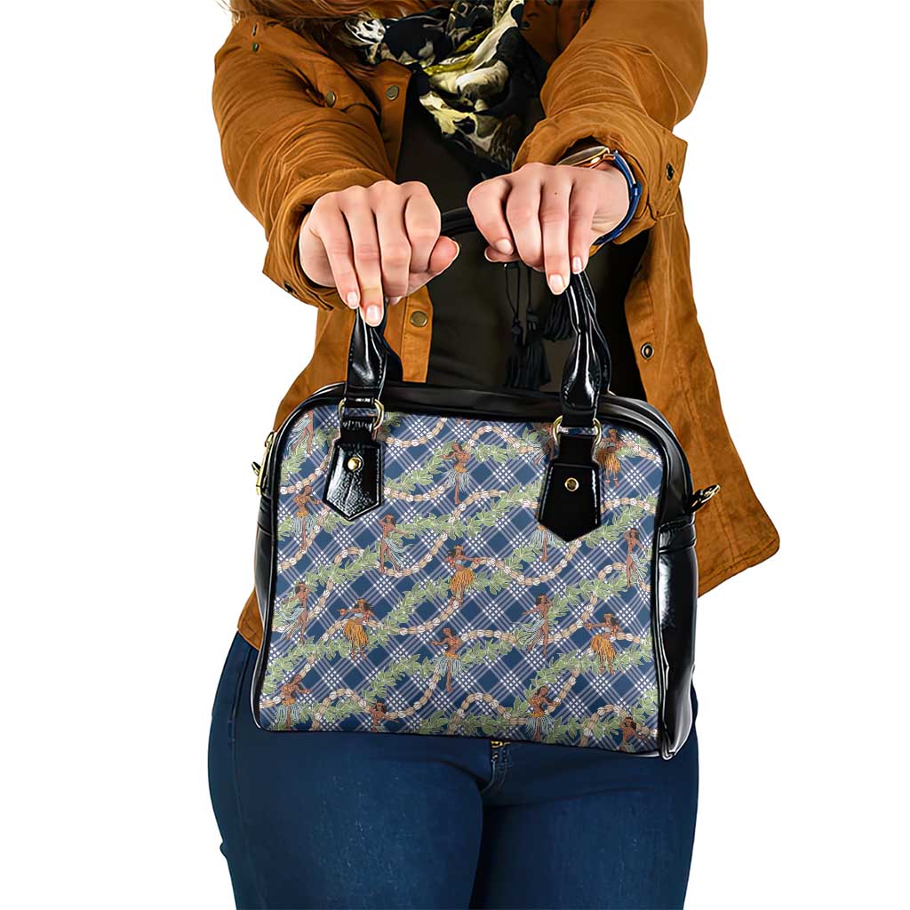 Navy Blue Palaka Hula Girls Seamless Hawaii Aloha Shoulder Handbag LT7 One Size Navy Blue - Polynesian Pride