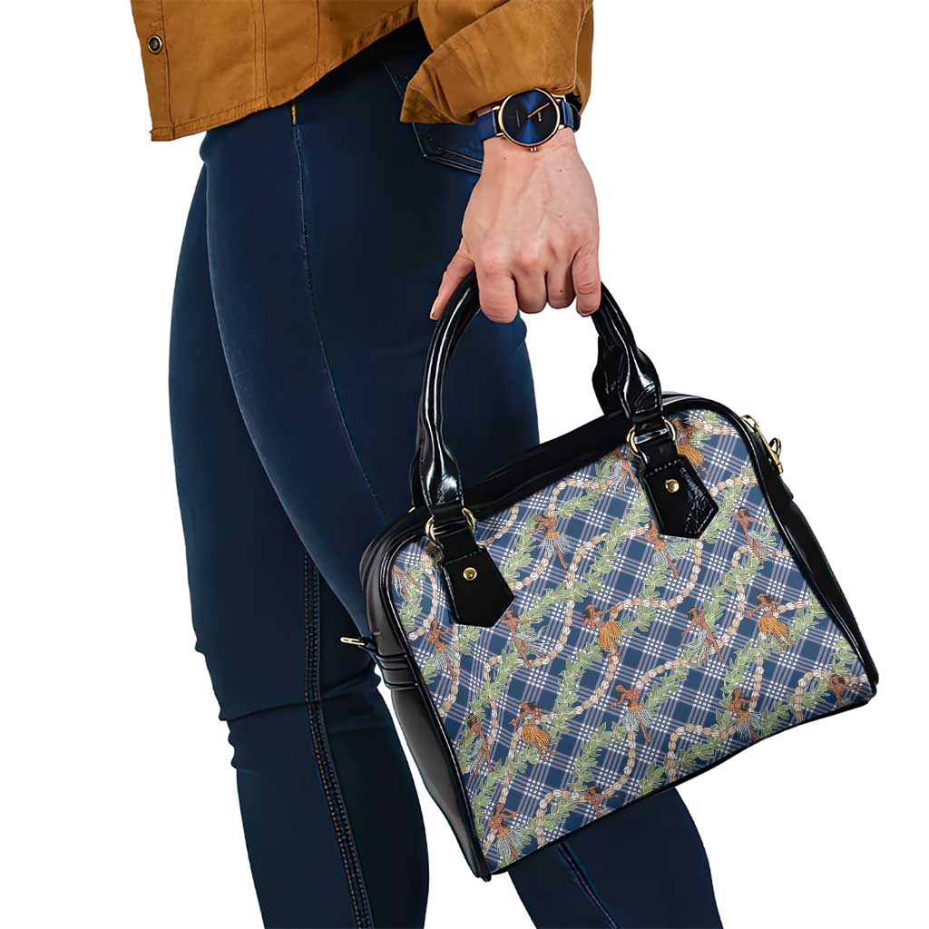 Navy Blue Palaka Hula Girls Seamless Hawaii Aloha Shoulder Handbag LT7 - Polynesian Pride
