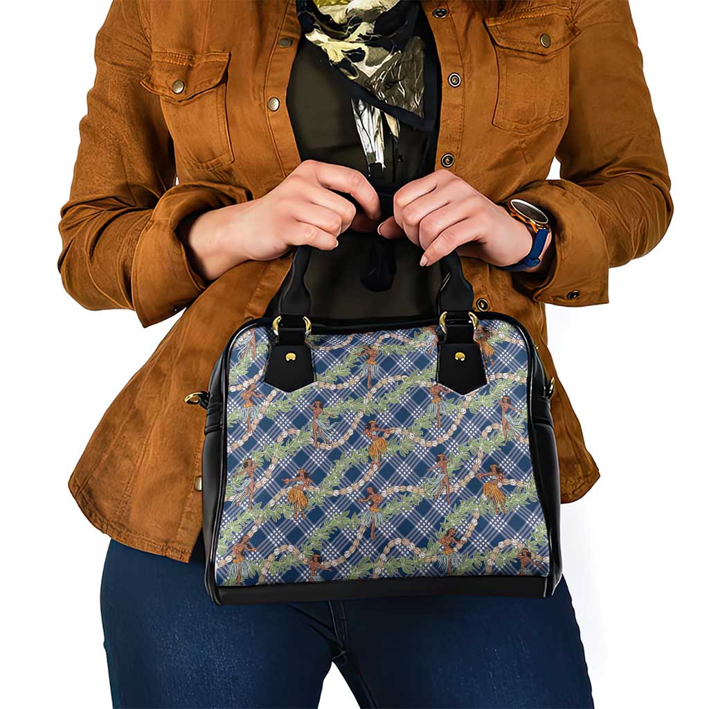 Navy Blue Palaka Hula Girls Seamless Hawaii Aloha Shoulder Handbag LT7 - Polynesian Pride