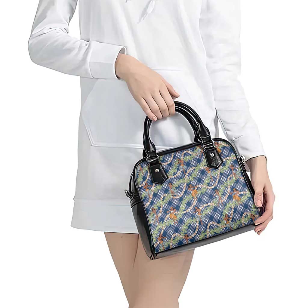 Navy Blue Palaka Hula Girls Seamless Hawaii Aloha Shoulder Handbag LT7 - Polynesian Pride