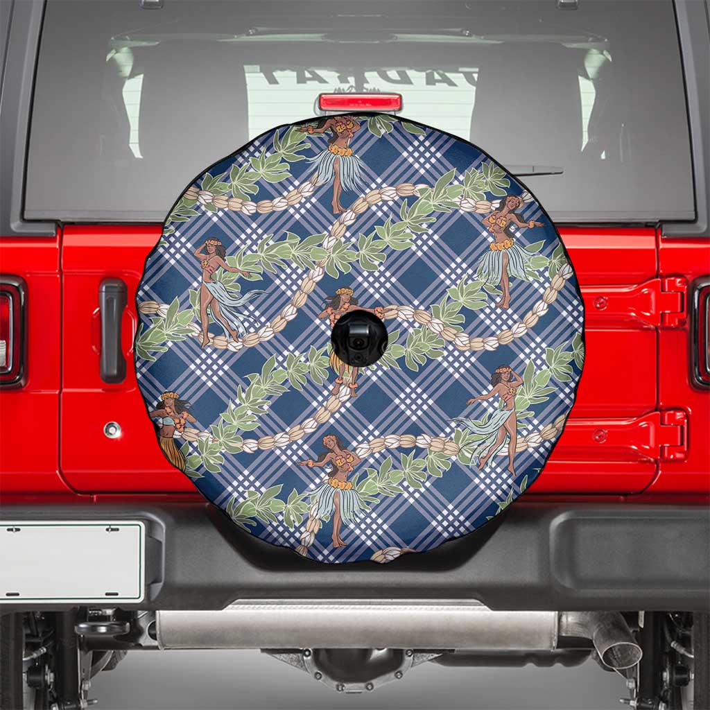 Navy Blue Palaka Hula Girls Seamless Hawaii Aloha Spare Tire Cover - Polynesian Pride