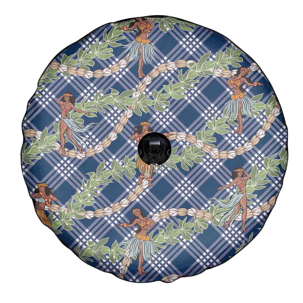 Navy Blue Palaka Hula Girls Seamless Hawaii Aloha Spare Tire Cover - Polynesian Pride