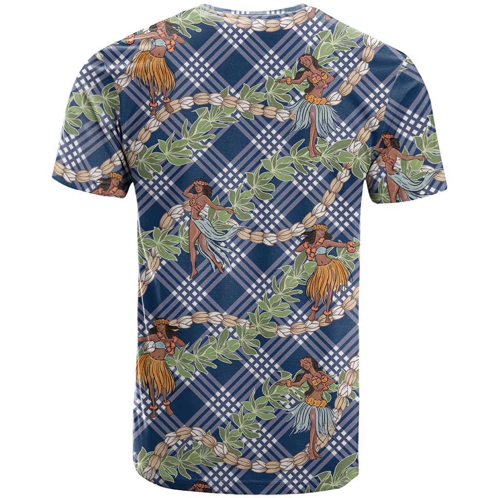 Navy Blue Palaka Hula Girls Seamless Hawaii Aloha T Shirt - Polynesian Pride