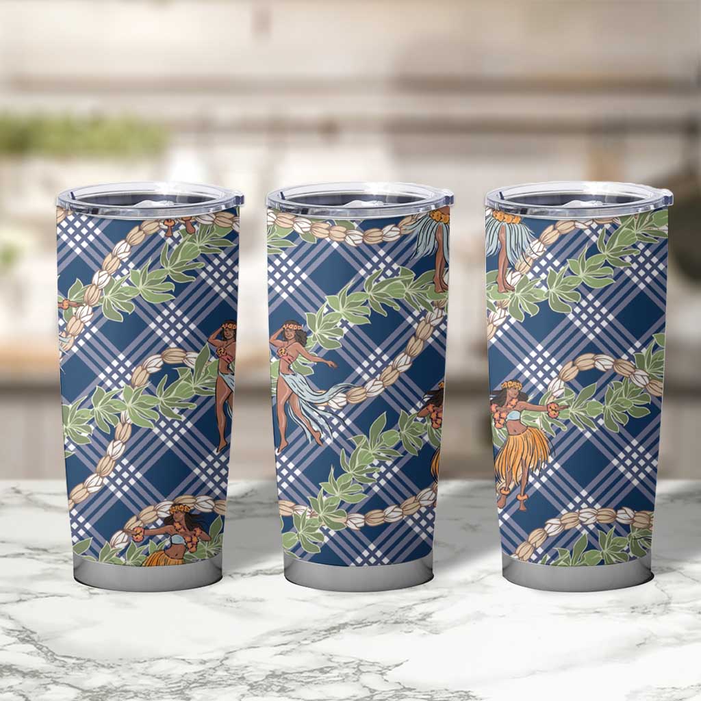 Navy Blue Palaka Hula Girls Seamless Hawaii Aloha Tumbler Cup - Polynesian Pride