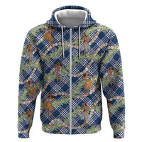 Navy Blue Palaka Hula Girls Seamless Hawaii Aloha Zip Hoodie LT7 Zip Hoodie Navy Blue - Polynesian Pride
