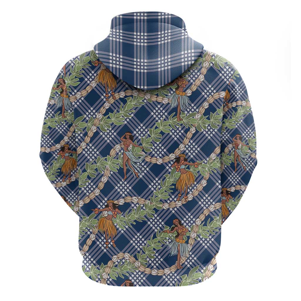 Navy Blue Palaka Hula Girls Seamless Hawaii Aloha Zip Hoodie LT7 - Polynesian Pride