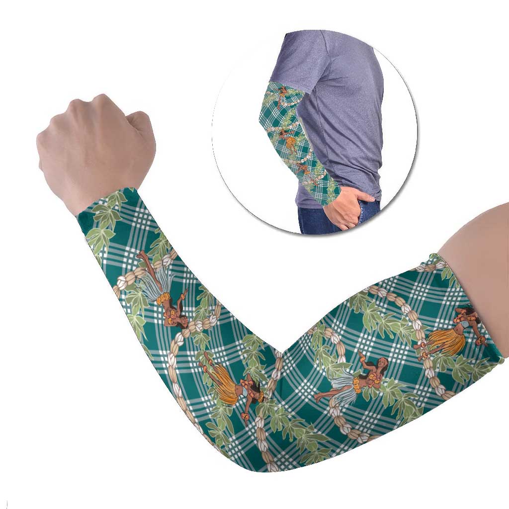 Teal Palaka Hula Girls Seamless Hawaii Aloha Arm Sleeves LT7 Set of 2 Teal - Polynesian Pride