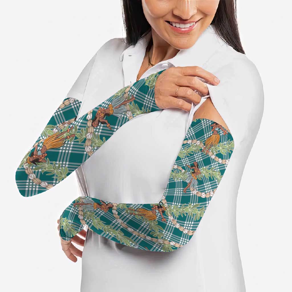 Teal Palaka Hula Girls Seamless Hawaii Aloha Arm Sleeves LT7 - Polynesian Pride