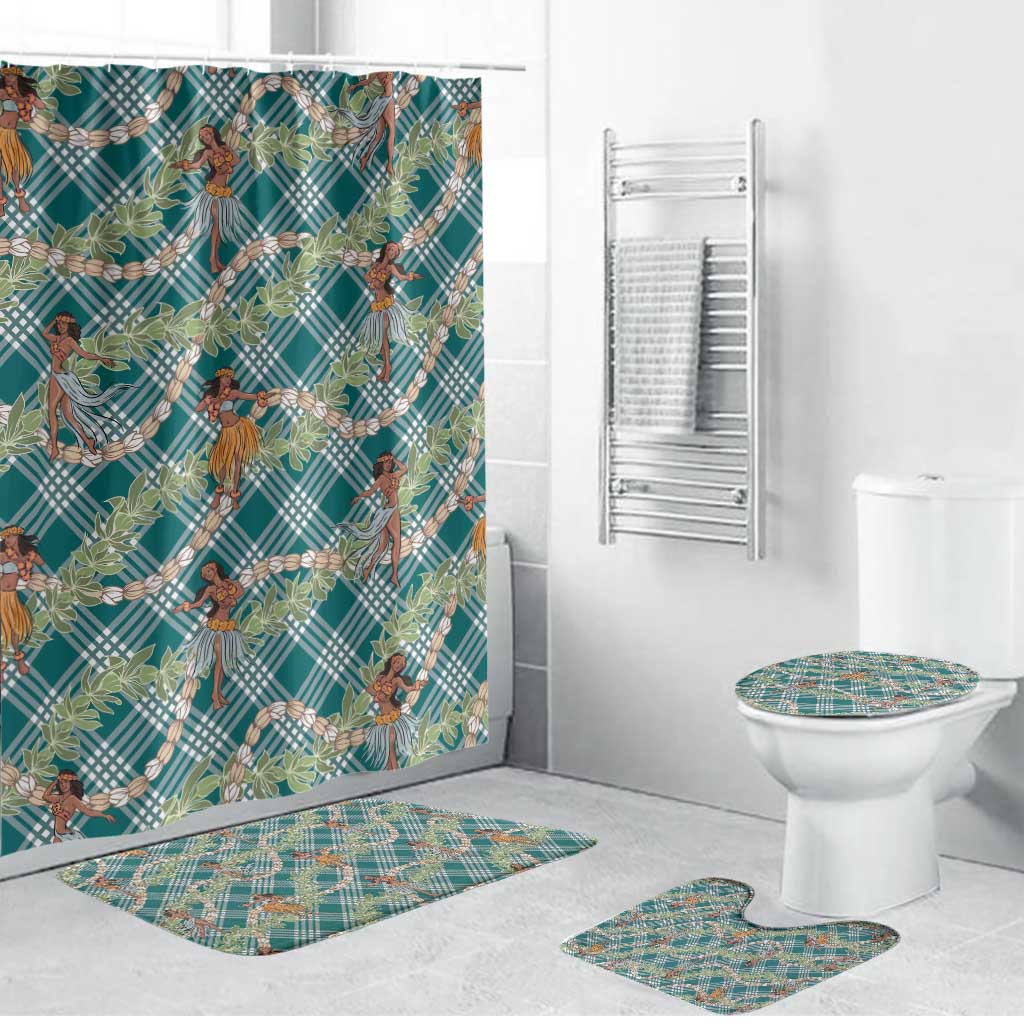 Teal Palaka Hula Girls Seamless Hawaii Aloha Bathroom Set - Polynesian Pride