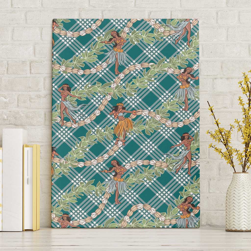 Teal Palaka Hula Girls Seamless Hawaii Aloha Canvas Wall Art - Polynesian Pride