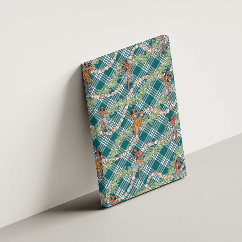 Teal Palaka Hula Girls Seamless Hawaii Aloha Canvas Wall Art - Polynesian Pride