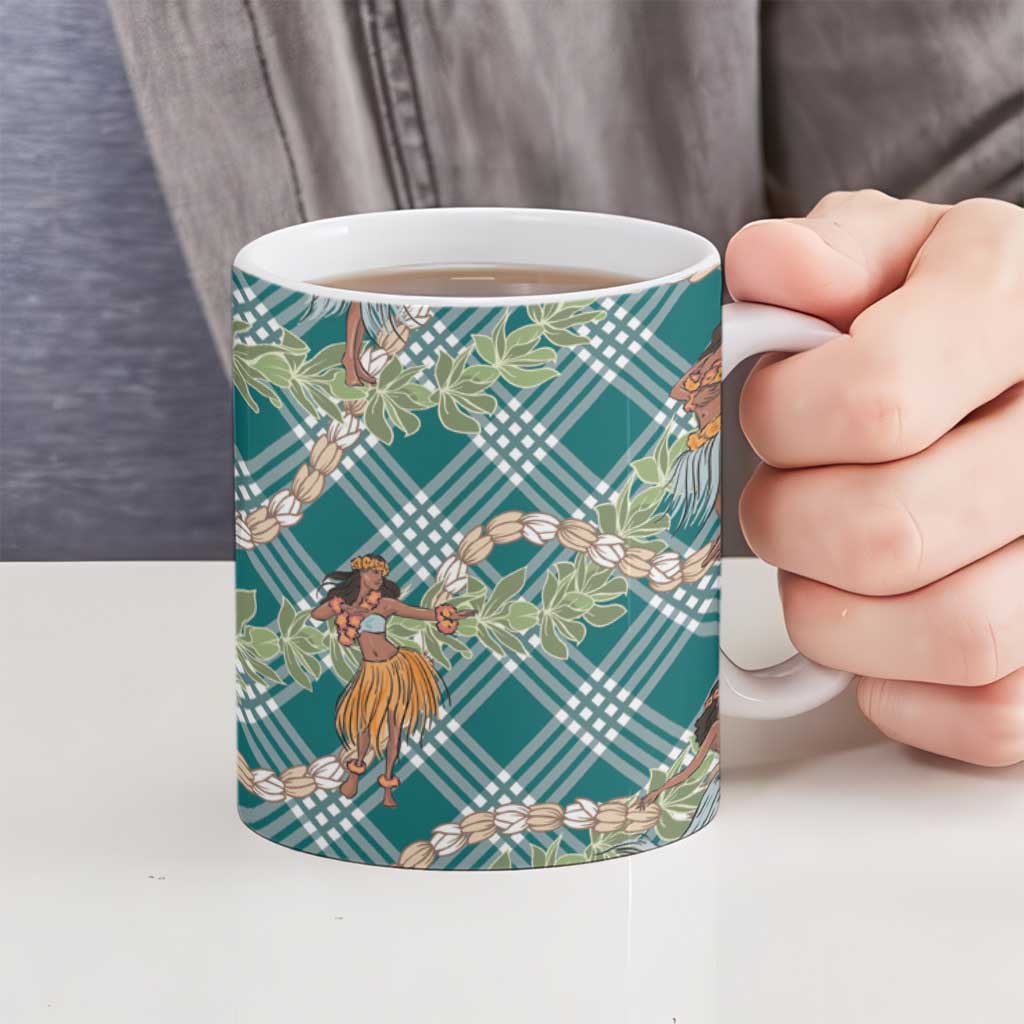 Teal Palaka Hula Girls Seamless Hawaii Aloha Ceramic Mug - Polynesian Pride