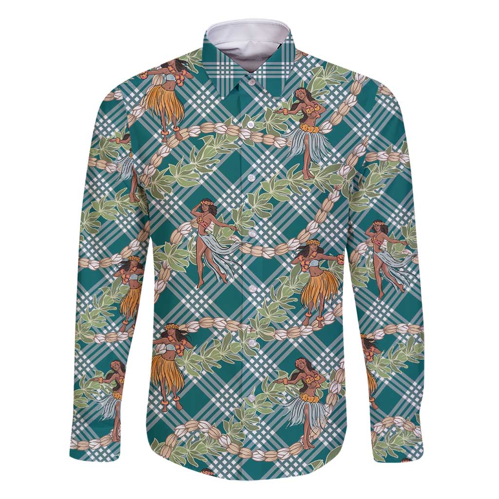 Teal Palaka Hula Girls Seamless Hawaii Aloha Family Matching Mermaid Dress and Hawaiian Shirt - Polynesian Pride