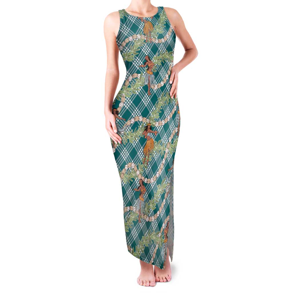 Teal Palaka Hula Girls Seamless Hawaii Aloha Family Matching Tank Maxi Dress and Hawaiian Shirt - Polynesian Pride