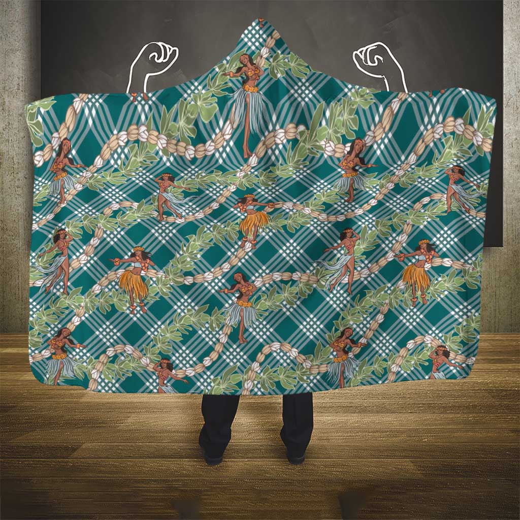 Teal Palaka Hula Girls Seamless Hawaii Aloha Hooded Blanket LT7 - Polynesian Pride