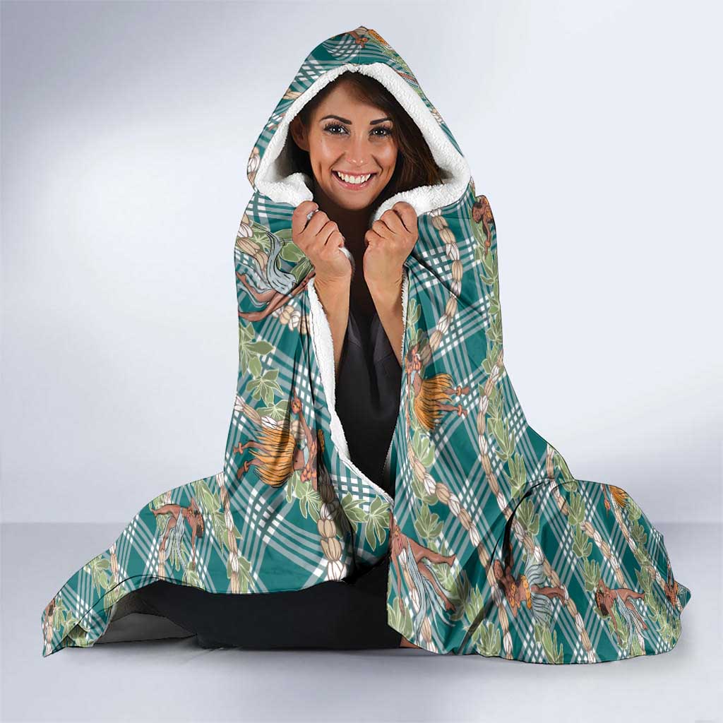 Teal Palaka Hula Girls Seamless Hawaii Aloha Hooded Blanket LT7 - Polynesian Pride
