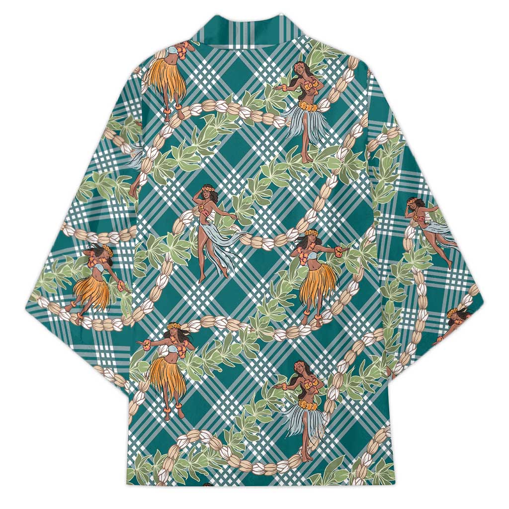 Teal Palaka Hula Girls Seamless Hawaii Aloha Kimono - Polynesian Pride