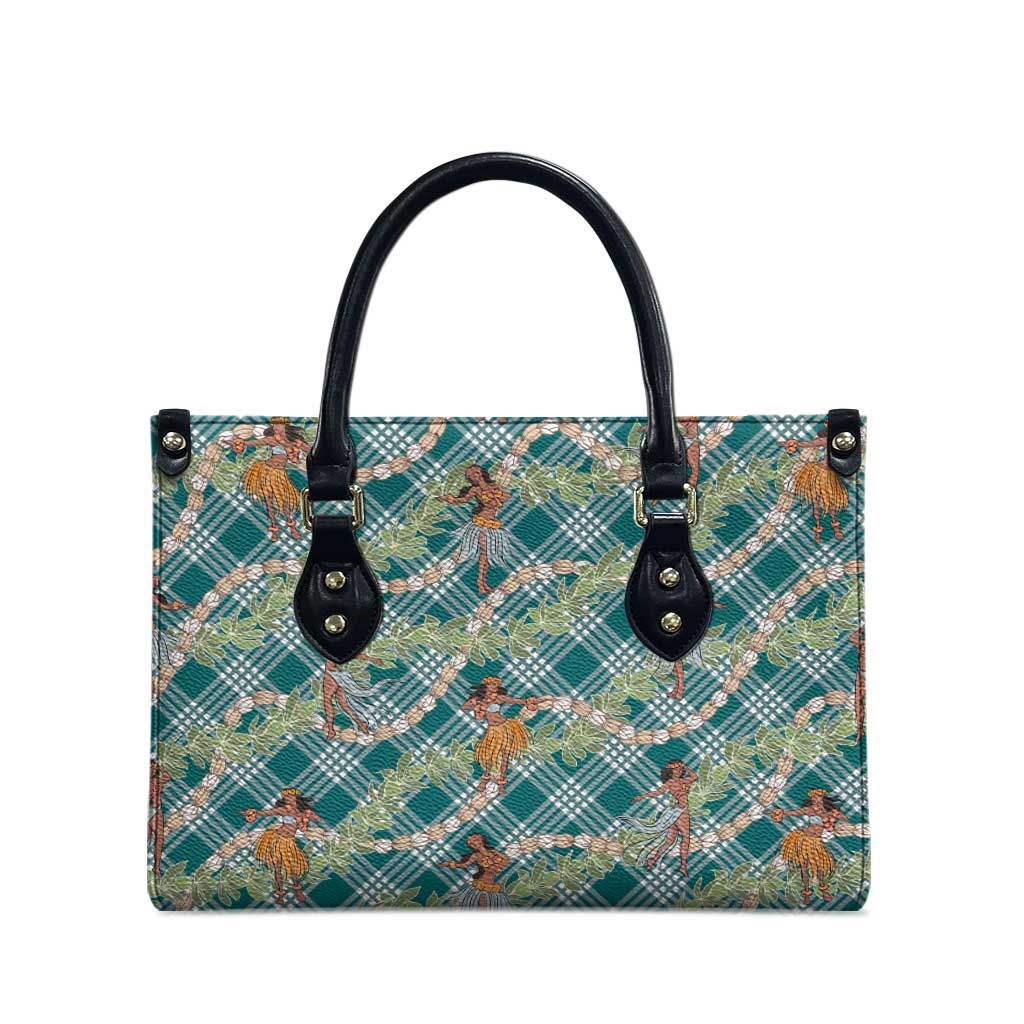 Teal Palaka Hula Girls Seamless Hawaii Aloha Leather Bag - Polynesian Pride