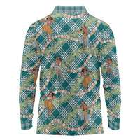Teal Palaka Hula Girls Seamless Hawaii Aloha Long Sleeve Polo Shirt LT7 - Polynesian Pride