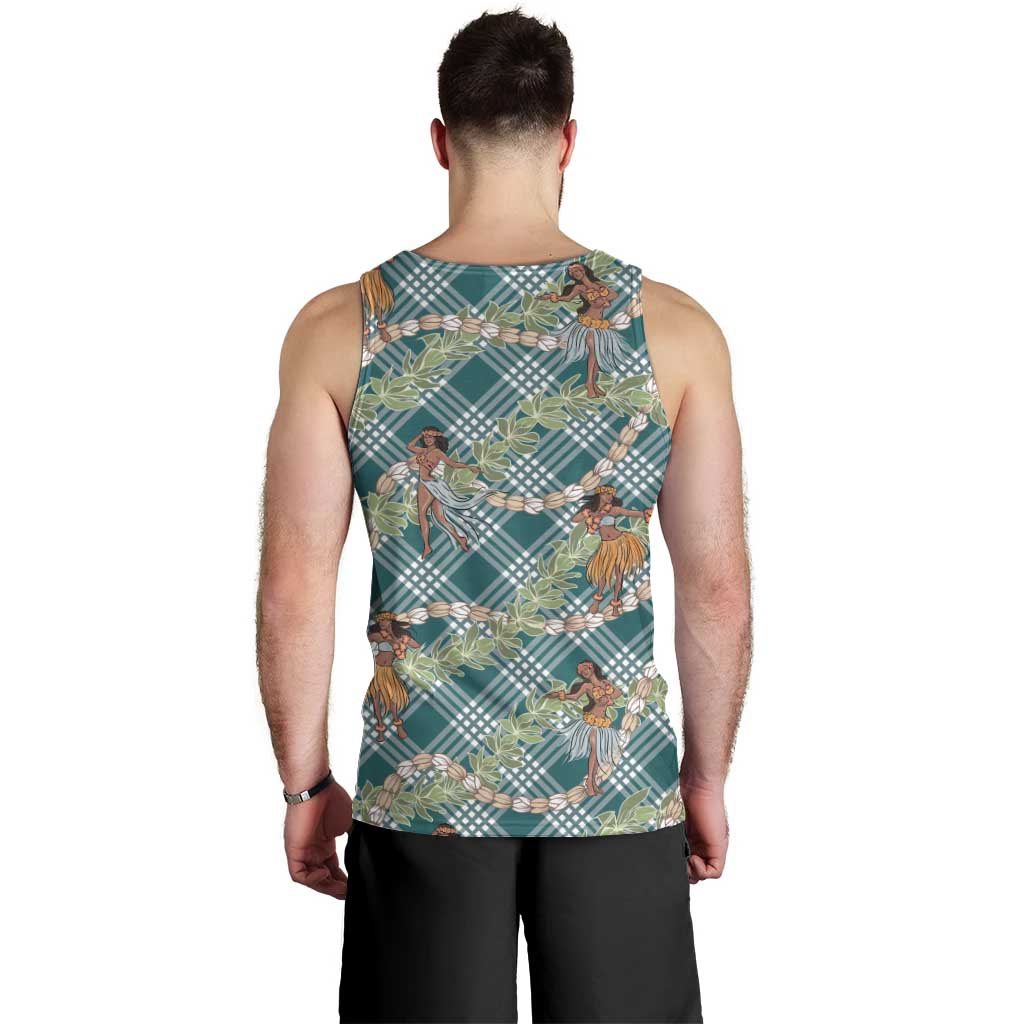 Teal Palaka Hula Girls Seamless Hawaii Aloha Men Tank Top - Polynesian Pride