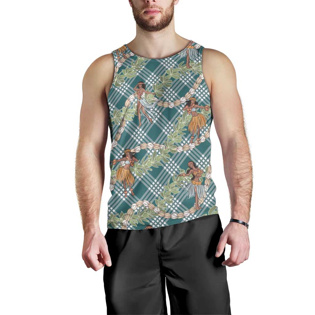 Teal Palaka Hula Girls Seamless Hawaii Aloha Men Tank Top - Polynesian Pride