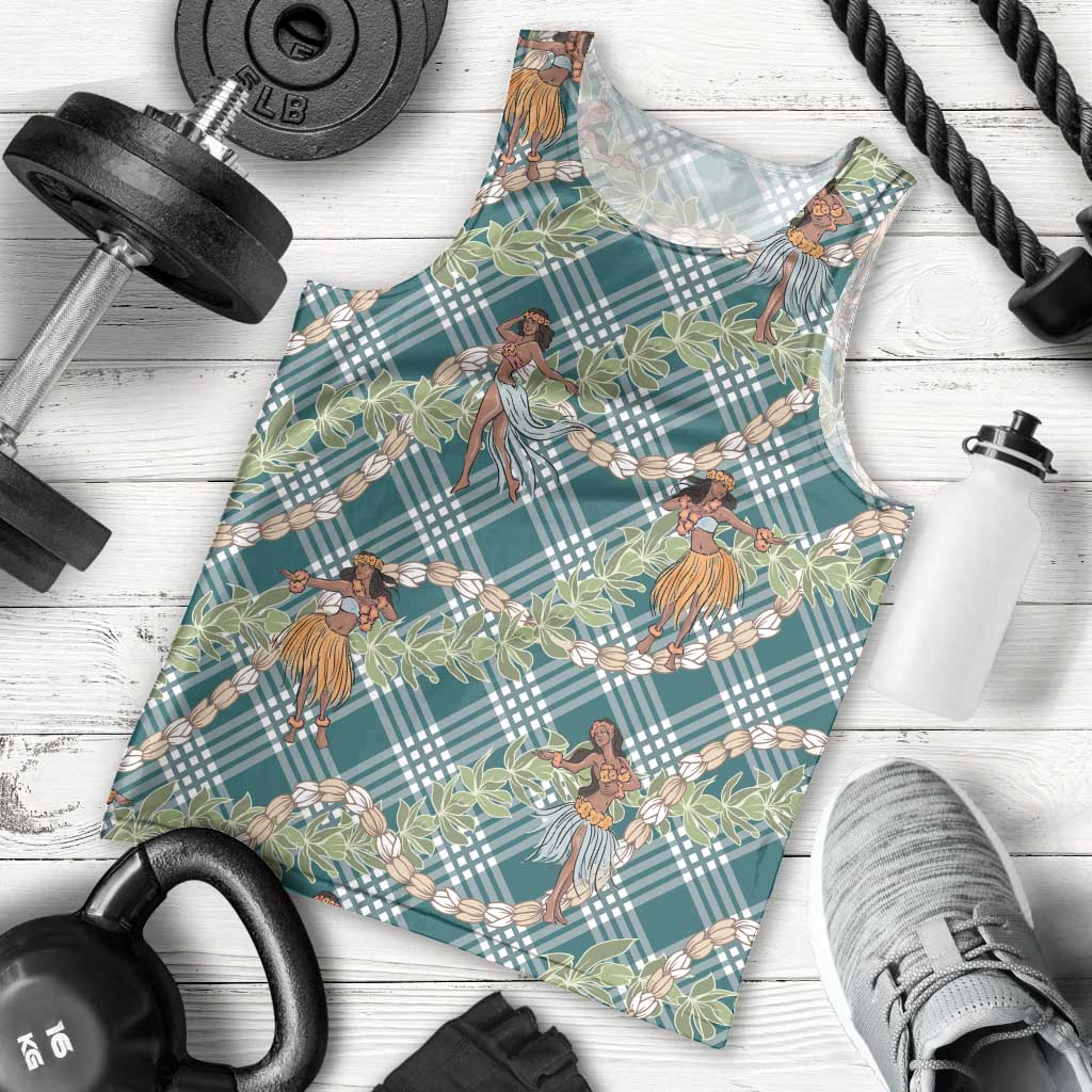 Teal Palaka Hula Girls Seamless Hawaii Aloha Men Tank Top - Polynesian Pride
