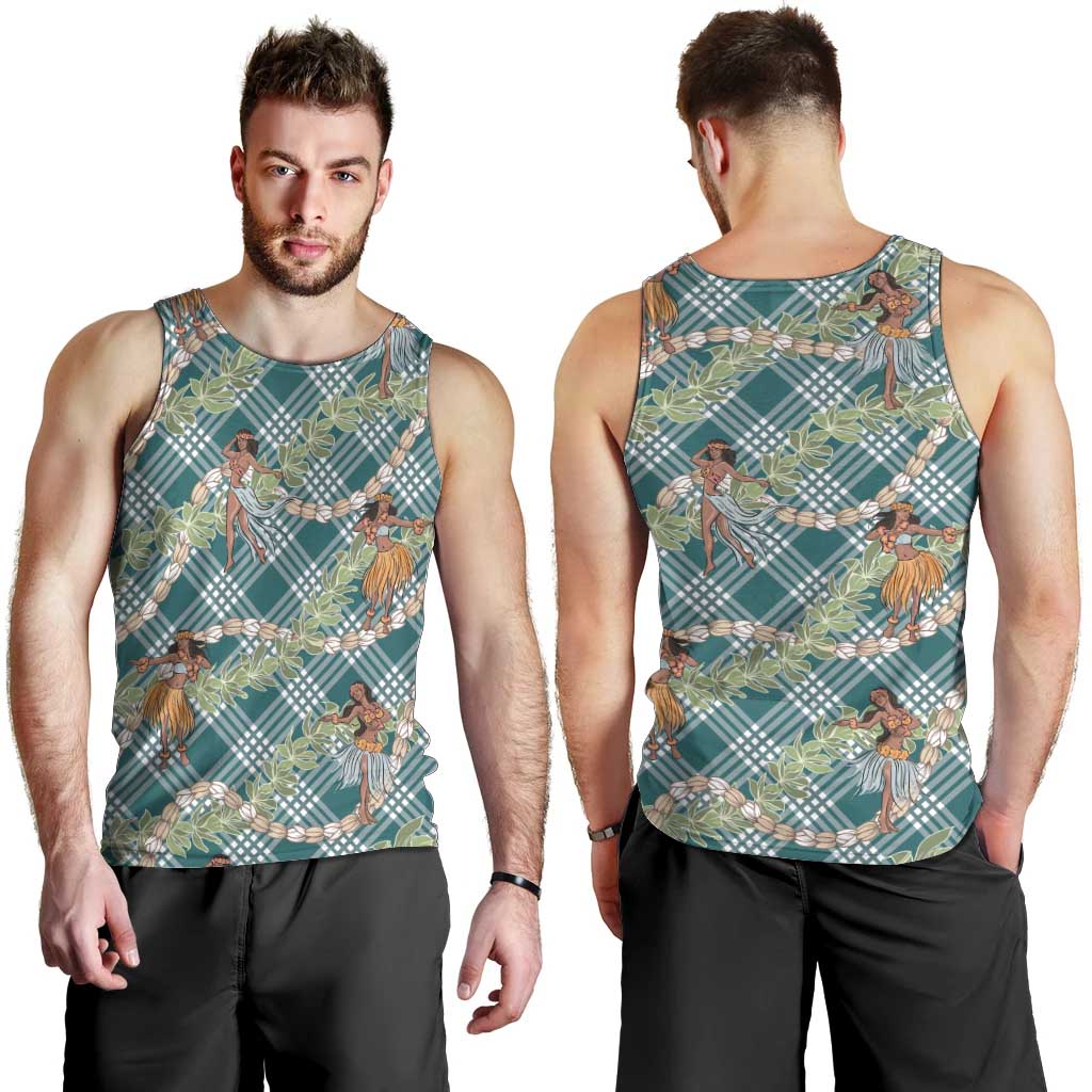 Teal Palaka Hula Girls Seamless Hawaii Aloha Men Tank Top - Polynesian Pride