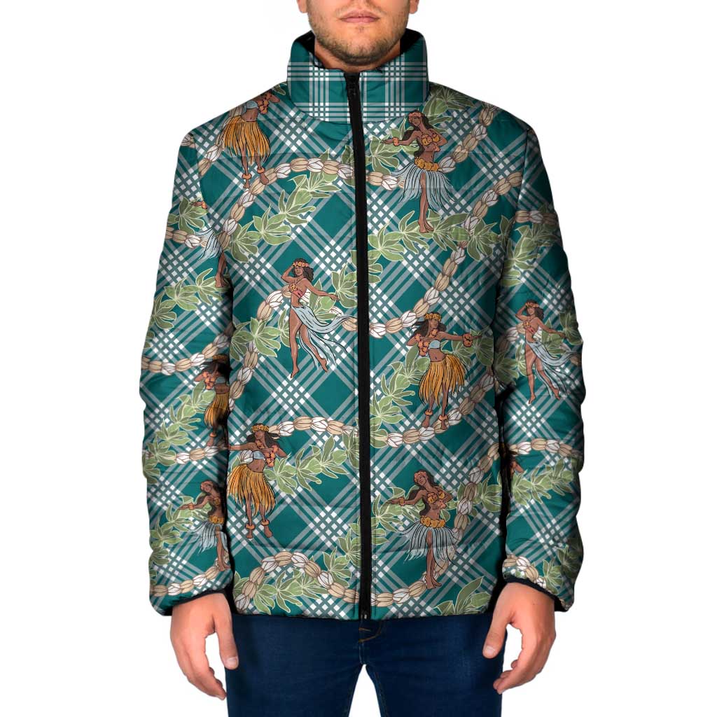 Teal Palaka Hula Girls Seamless Hawaii Aloha Padded Jacket LT7 Men Teal - Polynesian Pride