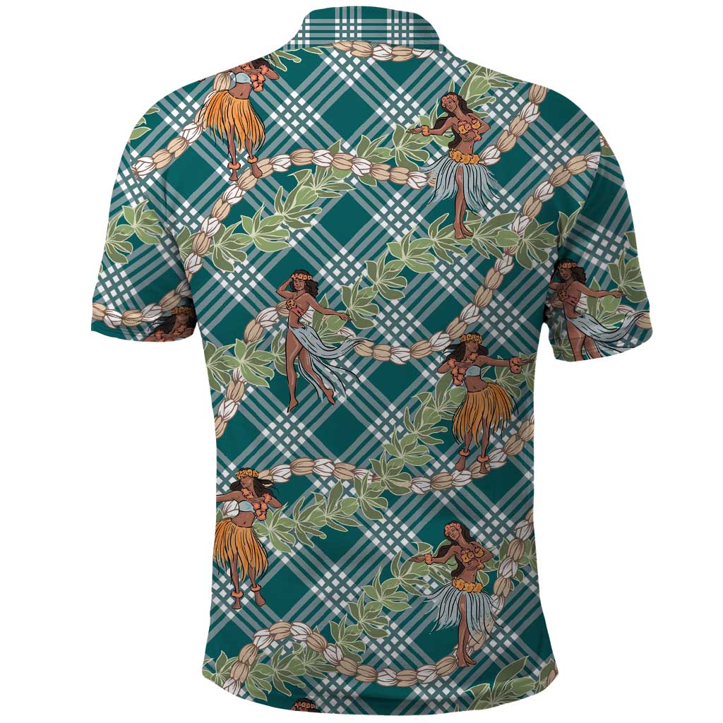 Teal Palaka Hula Girls Seamless Hawaii Aloha Polo Shirt - Polynesian Pride