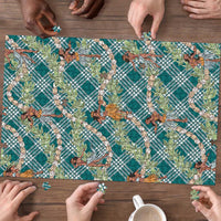 Teal Palaka Hula Girls Seamless Hawaii Aloha Puzzle - Polynesian Pride