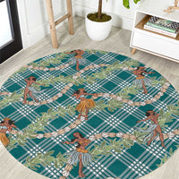 Teal Palaka Hula Girls Seamless Hawaii Aloha Round Carpet LT7 Teal - Polynesian Pride