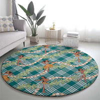 Teal Palaka Hula Girls Seamless Hawaii Aloha Round Carpet LT7 - Polynesian Pride