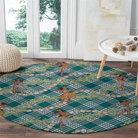 Teal Palaka Hula Girls Seamless Hawaii Aloha Round Carpet LT7 - Polynesian Pride