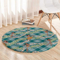 Teal Palaka Hula Girls Seamless Hawaii Aloha Round Carpet LT7 - Polynesian Pride