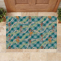 Teal Palaka Hula Girls Seamless Hawaii Aloha Rubber Doormat - Polynesian Pride