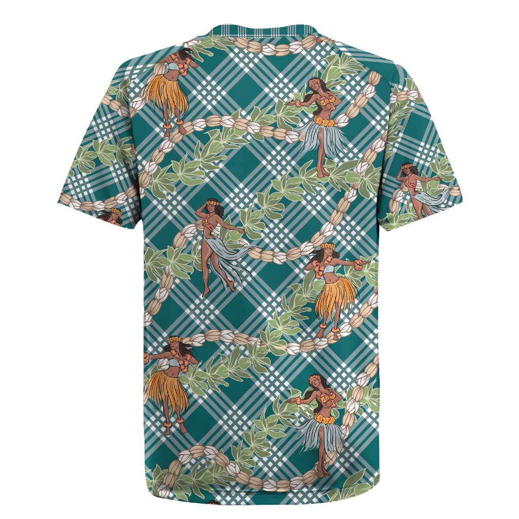 Teal Palaka Hula Girls Seamless Hawaii Aloha Rugby Jersey - Polynesian Pride