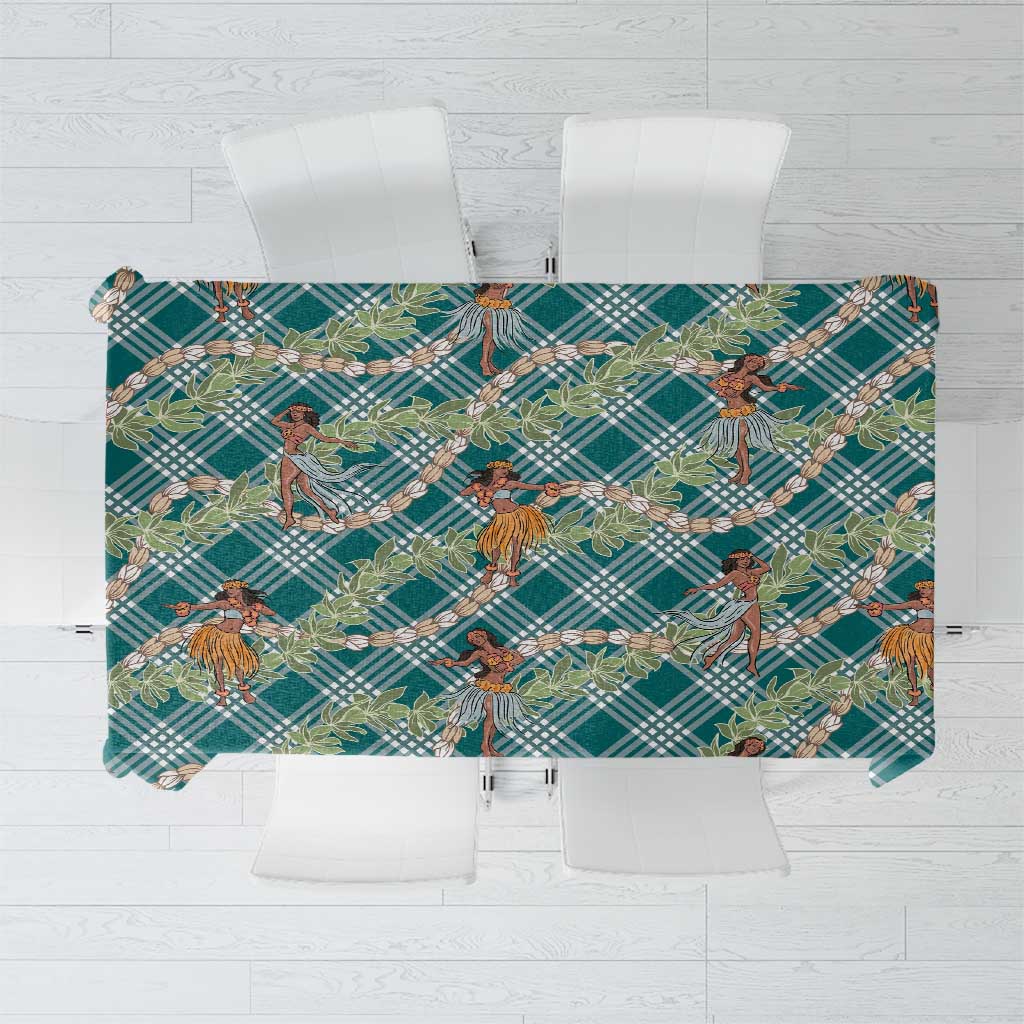 Teal Palaka Hula Girls Seamless Hawaii Aloha Tablecloth - Polynesian Pride