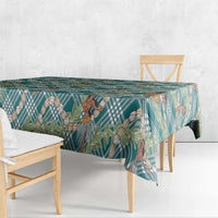 Teal Palaka Hula Girls Seamless Hawaii Aloha Tablecloth - Polynesian Pride