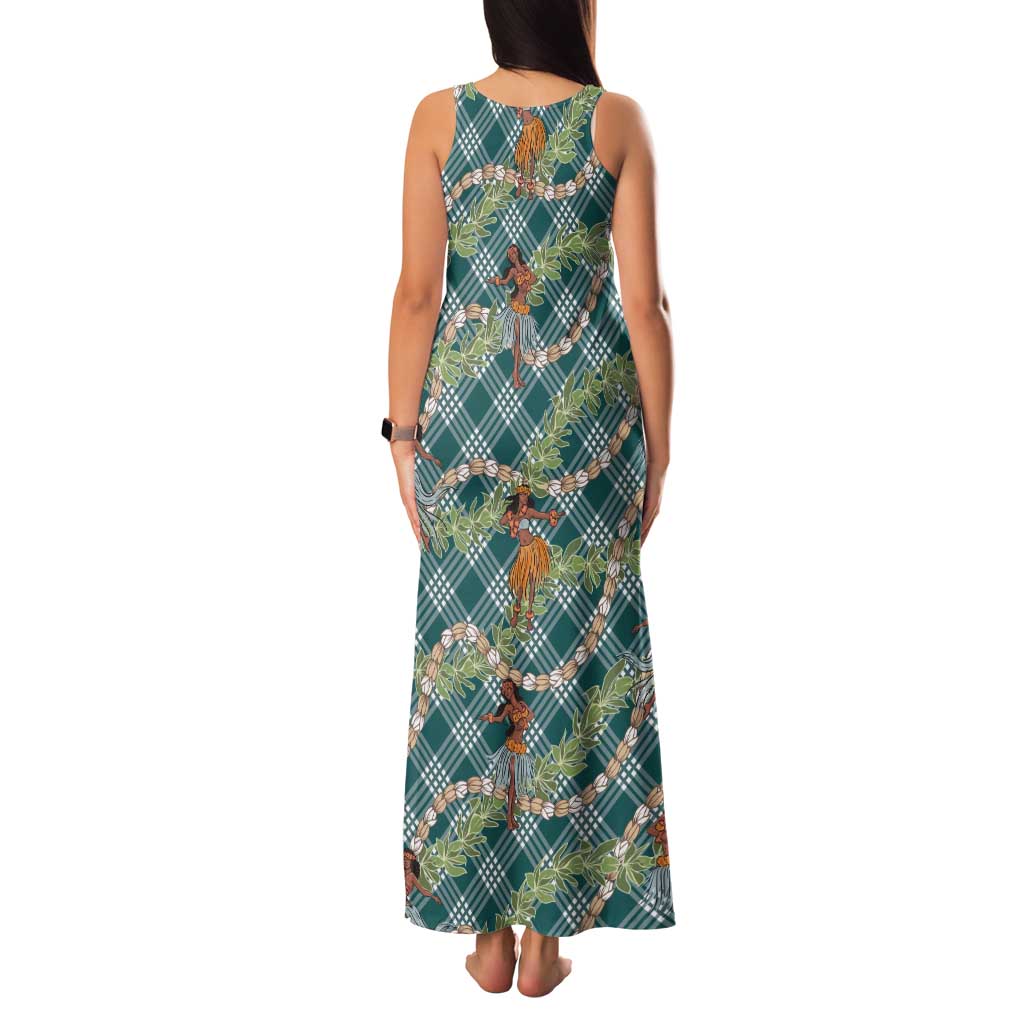 Teal Palaka Hula Girls Seamless Hawaii Aloha Tank Maxi Dress - Polynesian Pride