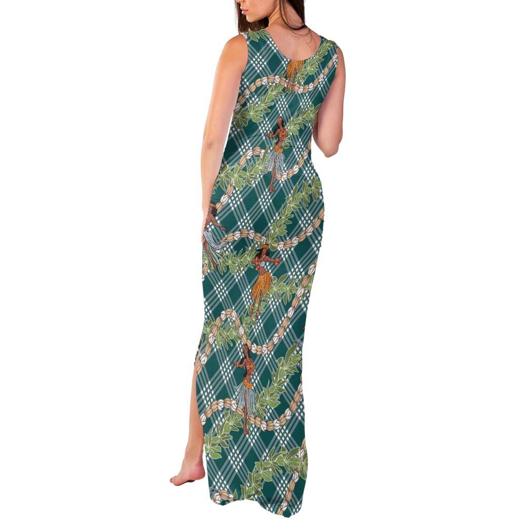 Teal Palaka Hula Girls Seamless Hawaii Aloha Tank Maxi Dress - Polynesian Pride