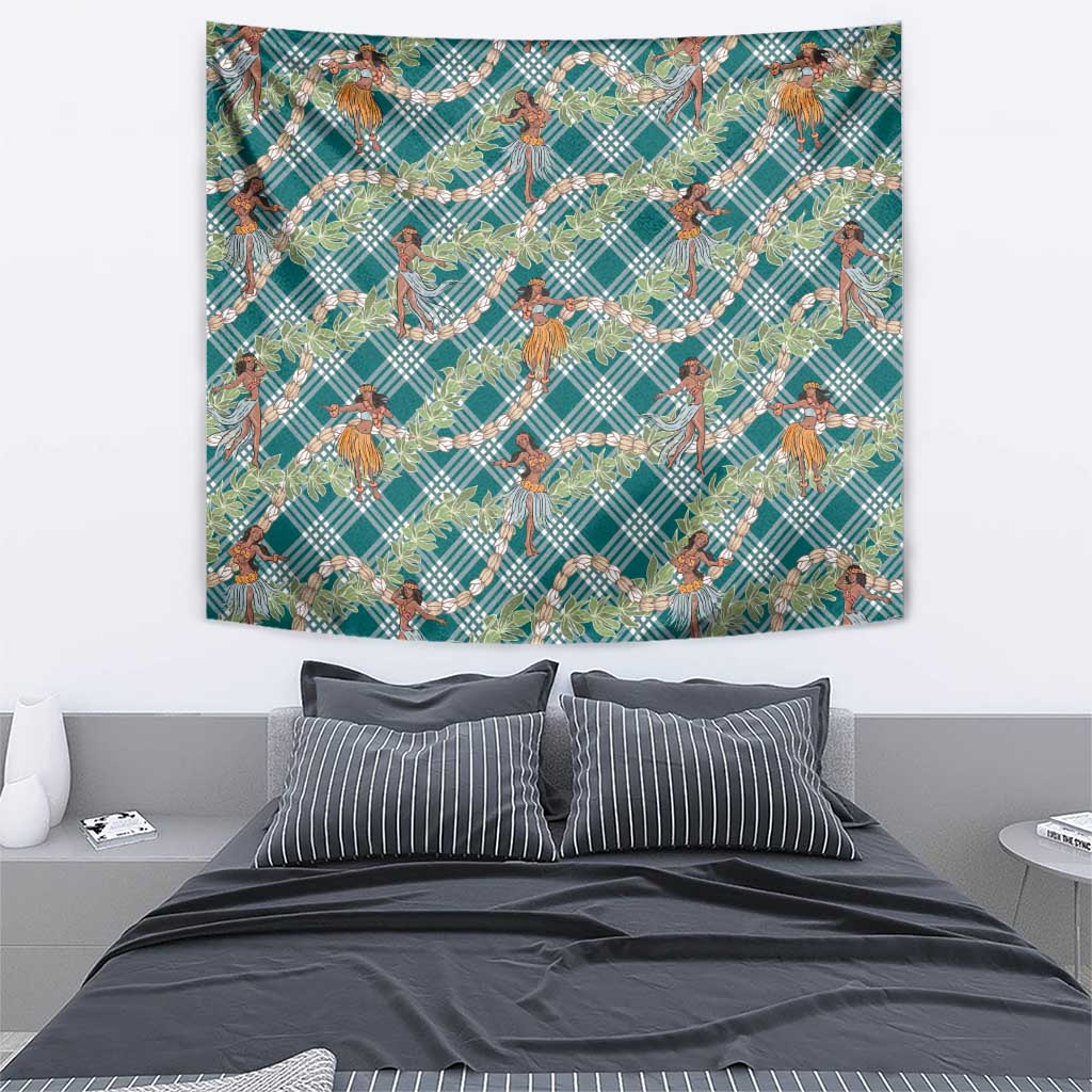 Teal Palaka Hula Girls Seamless Hawaii Aloha Tapestry LT7 - Polynesian Pride