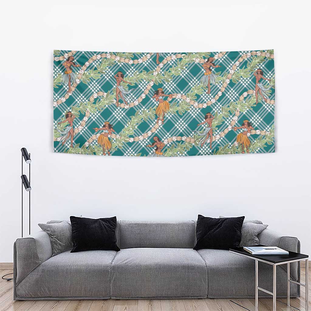 Teal Palaka Hula Girls Seamless Hawaii Aloha Tapestry LT7 - Polynesian Pride