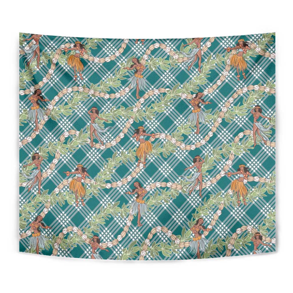 Teal Palaka Hula Girls Seamless Hawaii Aloha Tapestry LT7 - Polynesian Pride