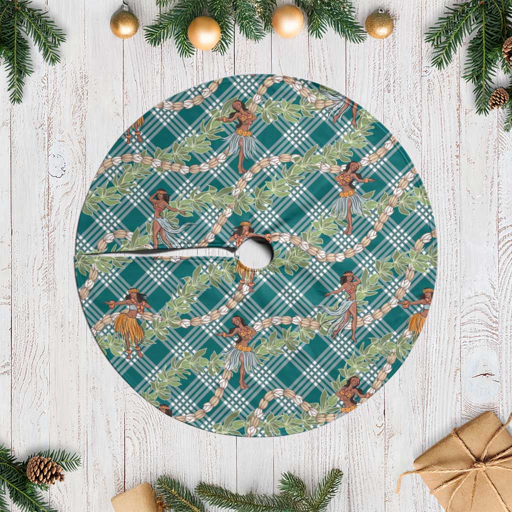 Teal Palaka Hula Girls Seamless Hawaii Aloha Tree Skirt - Polynesian Pride